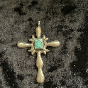 Silver and Turquoise Cross Pendant